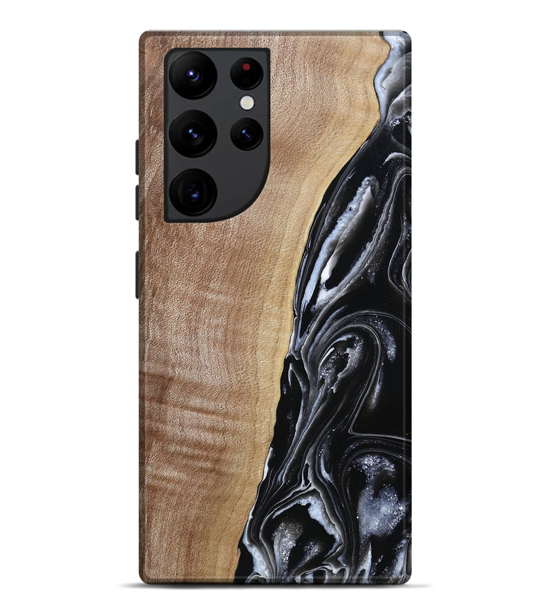Galaxy S22 Ultra Wood Live Edge Phone Case - Aiden (Black & White, 790797)