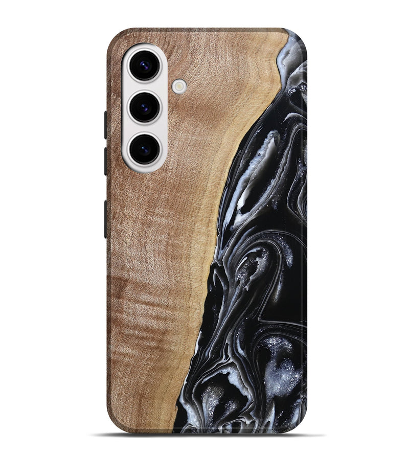 Galaxy S25 Plus Wood Live Edge Phone Case - Aiden (Black & White, 790797)