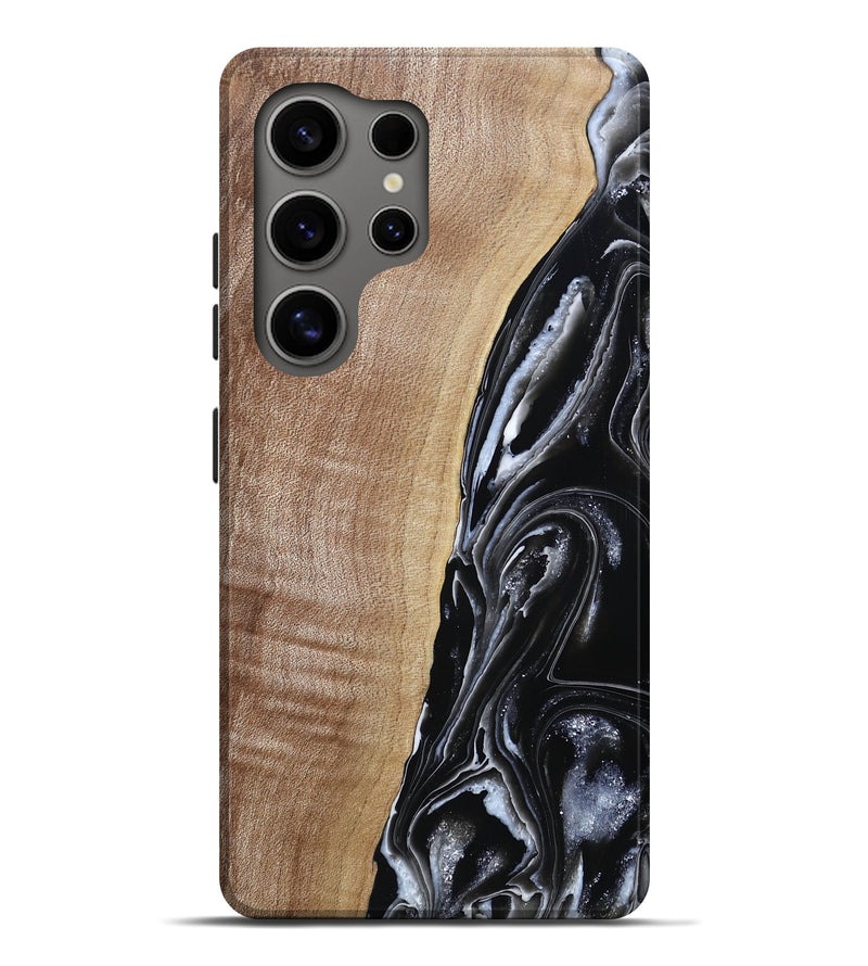 Galaxy S25 Ultra Wood Live Edge Phone Case - Aiden (Black & White, 790797)