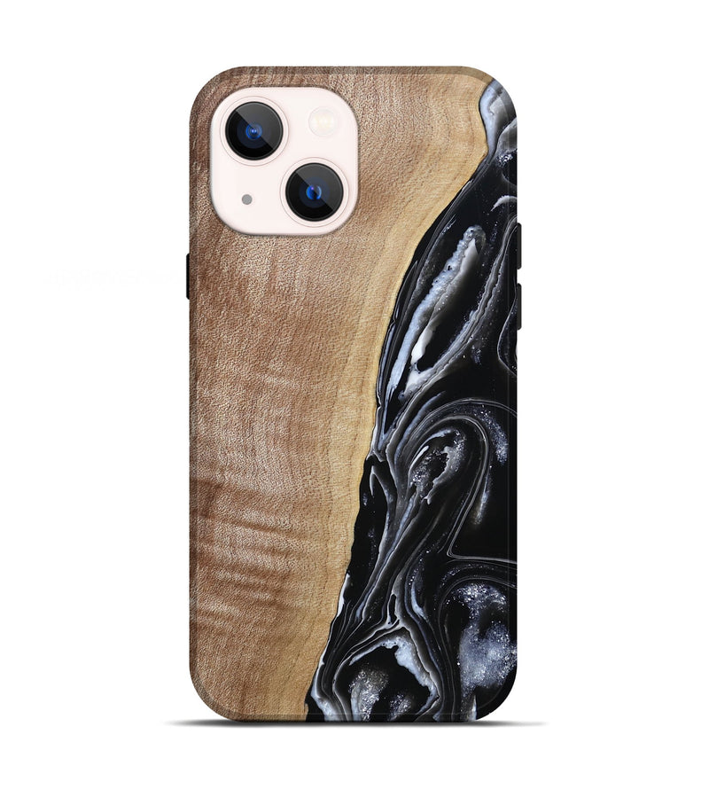 iPhone 13 Wood Live Edge Phone Case - Aiden (Black & White, 790797)