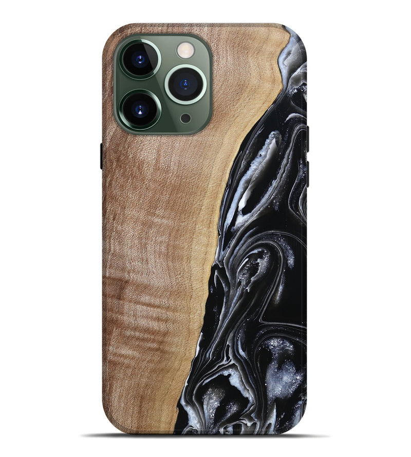 iPhone 13 Pro Max Wood Live Edge Phone Case - Aiden (Black & White, 790797)