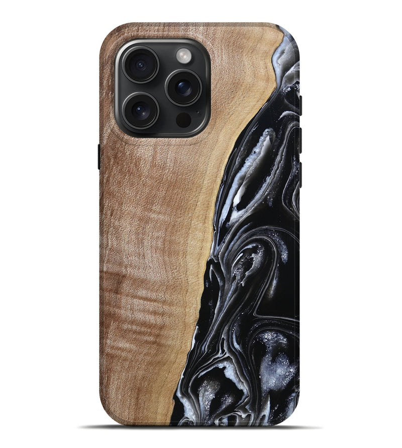 iPhone 16 Pro Max Wood Live Edge Phone Case - Aiden (Black & White, 790797)