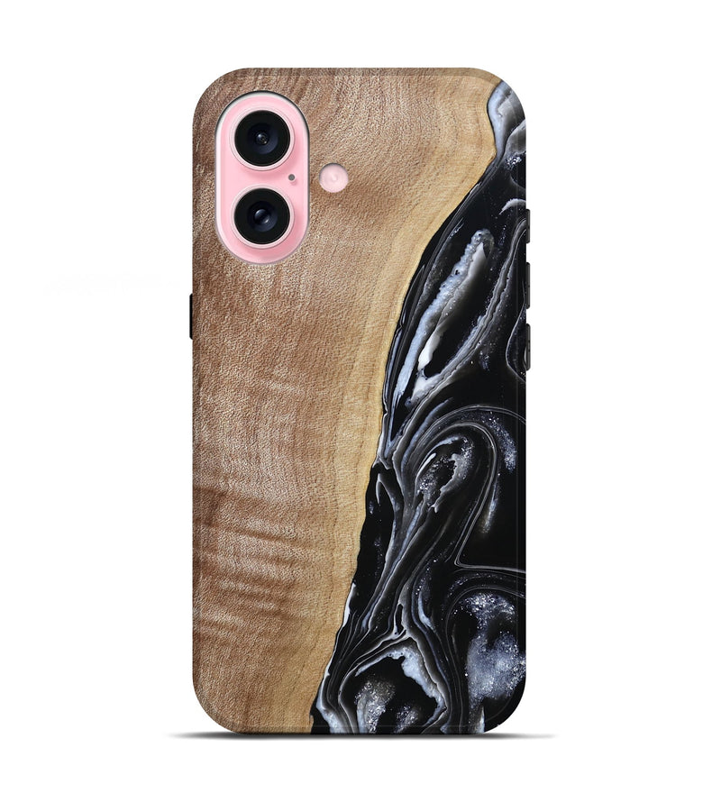 iPhone 17 Wood Live Edge Phone Case - Aiden (Black & White, 790797)