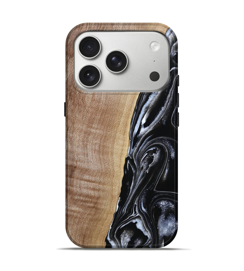 iPhone 17 Pro Wood Live Edge Phone Case - Aiden (Black & White, 790797)