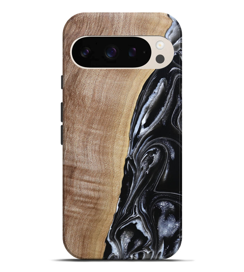 Pixel 10 Pro XL Wood Live Edge Phone Case - Aiden (Black & White, 790797)