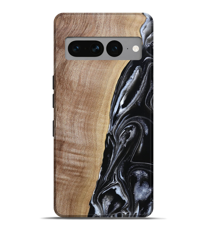 Pixel 7 Pro Wood Live Edge Phone Case - Aiden (Black & White, 790797)