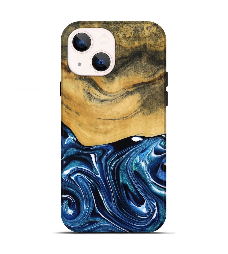 iPhone 13 Wood Live Edge Phone Case - Charlie (Blue, 790812)