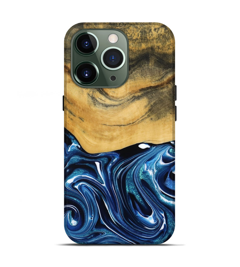 iPhone 13 Pro Wood Live Edge Phone Case - Charlie (Blue, 790812)