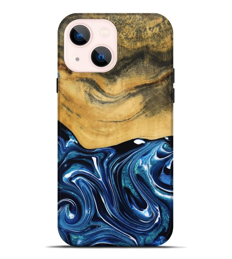 iPhone 14 Plus Wood Live Edge Phone Case - Charlie (Blue, 790812)