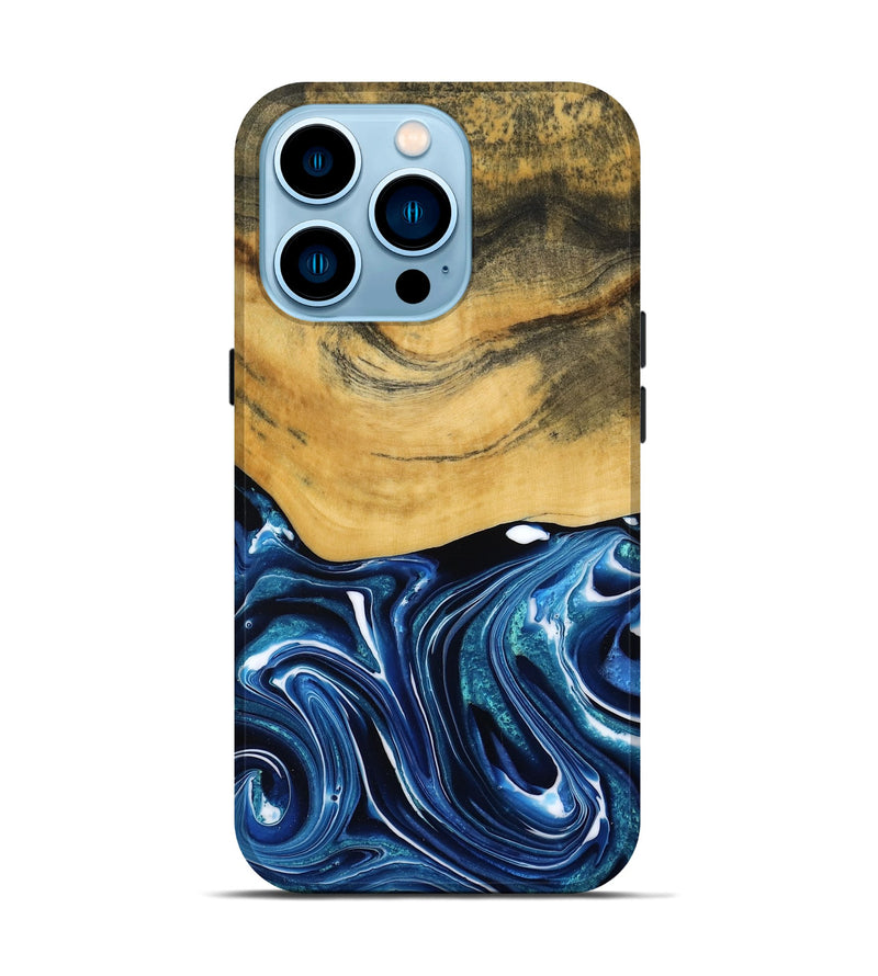 iPhone 14 Pro Wood Live Edge Phone Case - Charlie (Blue, 790812)
