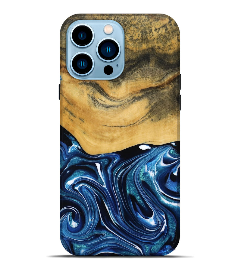 iPhone 14 Pro Max Wood Live Edge Phone Case - Charlie (Blue, 790812)