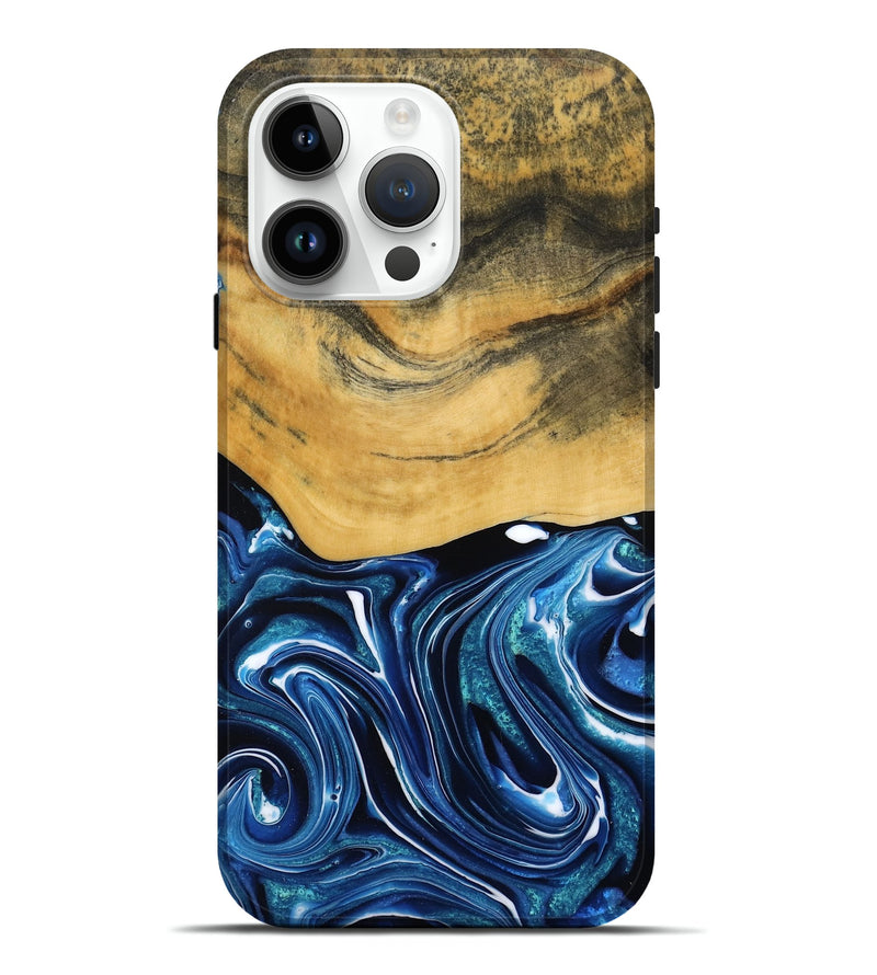 iPhone 15 Pro Max Wood Live Edge Phone Case - Charlie (Blue, 790812)