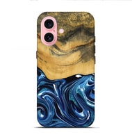 iPhone 16 Wood Live Edge Phone Case - Charlie (Blue, 790812)