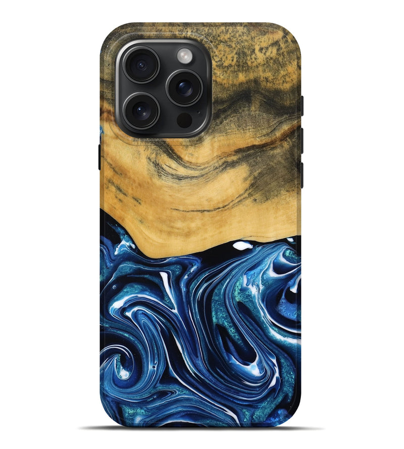 iPhone 16 Pro Max Wood Live Edge Phone Case - Charlie (Blue, 790812)