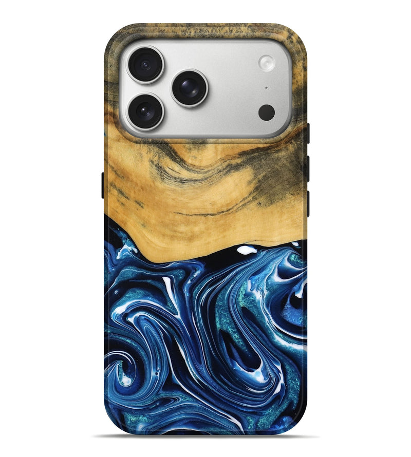 iPhone 17 Pro Max Wood Live Edge Phone Case - Charlie (Blue, 790812)