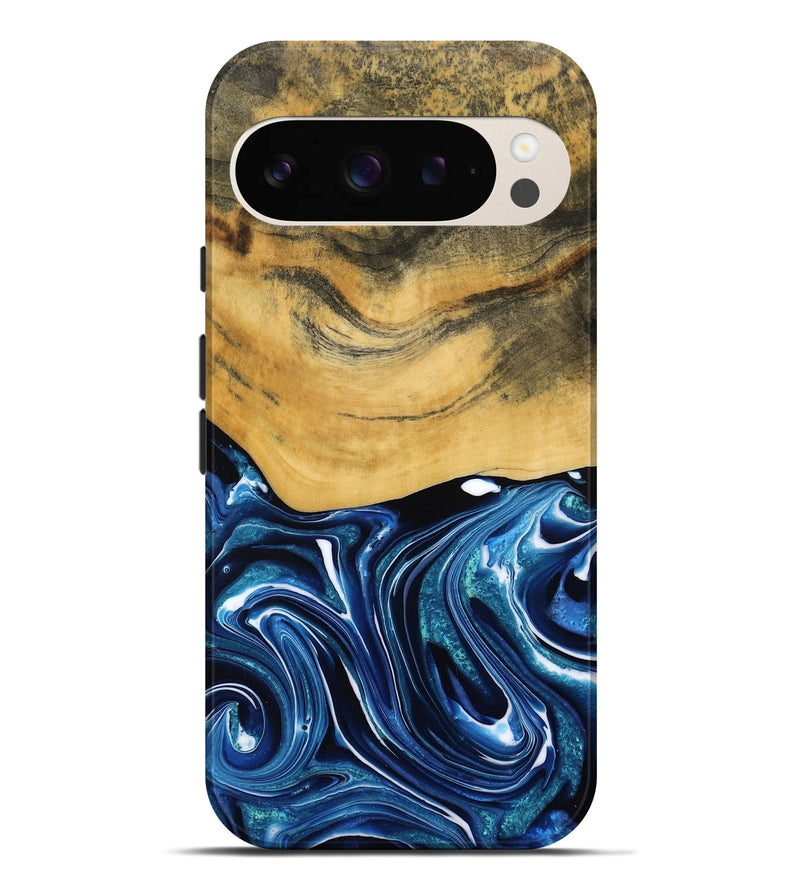 Pixel 9 Pro XL Wood Live Edge Phone Case - Charlie (Blue, 790812)