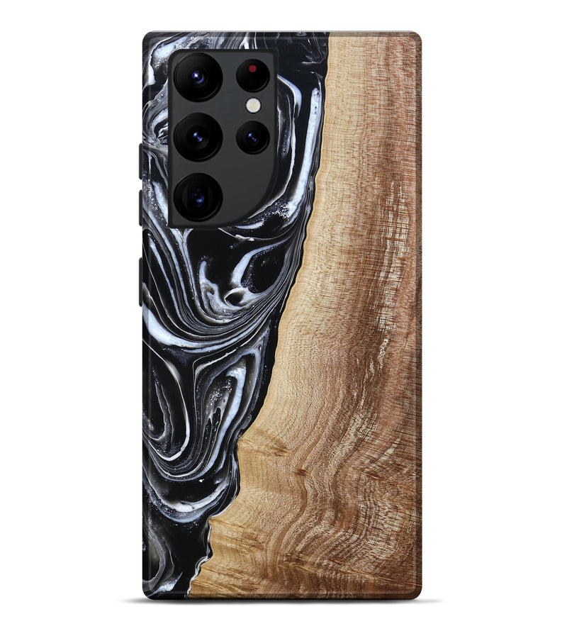 Galaxy S22 Ultra Wood Live Edge Phone Case - Jaziel (Black & White, 790816)