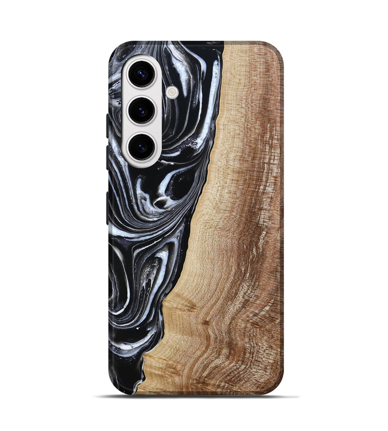 Galaxy S25 Wood Live Edge Phone Case - Jaziel (Black & White, 790816)
