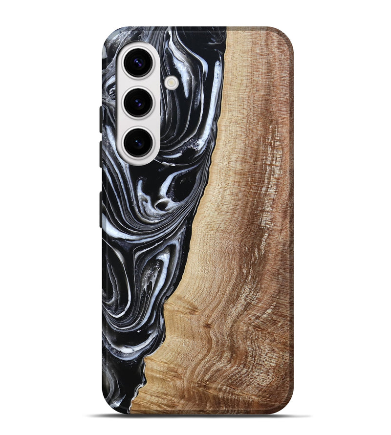 Galaxy S25 Plus Wood Live Edge Phone Case - Jaziel (Black & White, 790816)