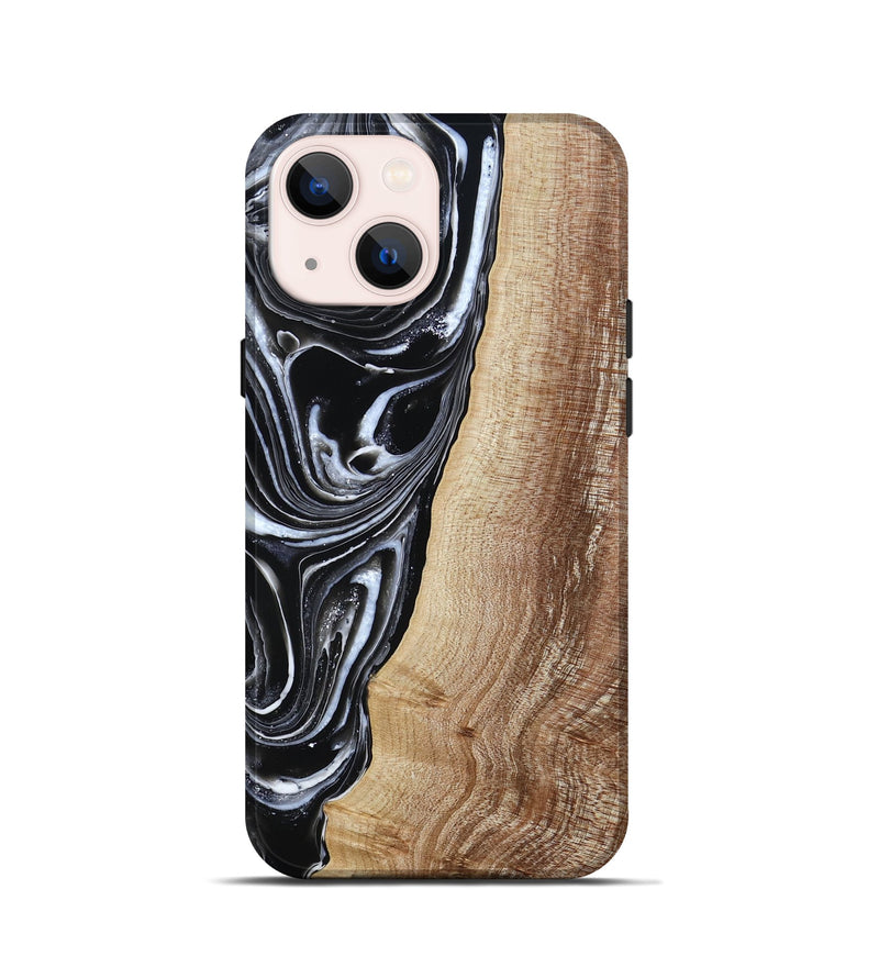 iPhone 13 mini Wood Live Edge Phone Case - Jaziel (Black & White, 790816)
