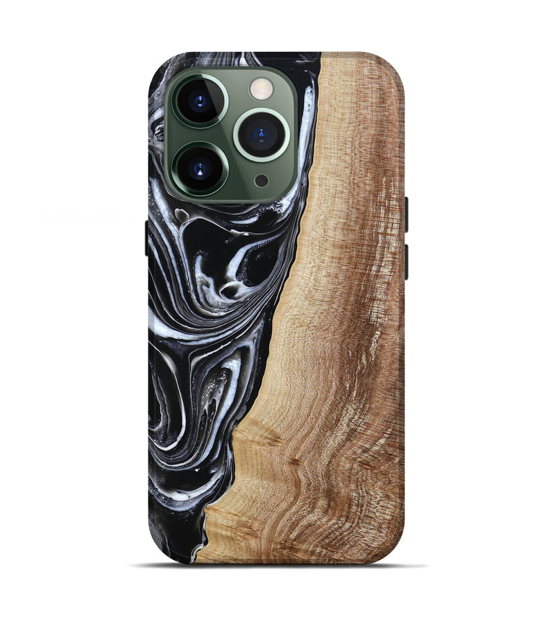 iPhone 13 Pro Wood Live Edge Phone Case - Jaziel (Black & White, 790816)