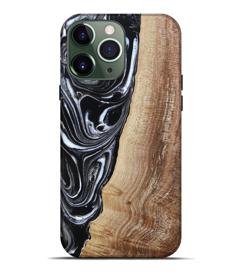 iPhone 13 Pro Max Wood Live Edge Phone Case - Jaziel (Black & White, 790816)