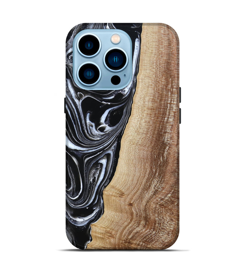 iPhone 14 Pro Wood Live Edge Phone Case - Jaziel (Black & White, 790816)