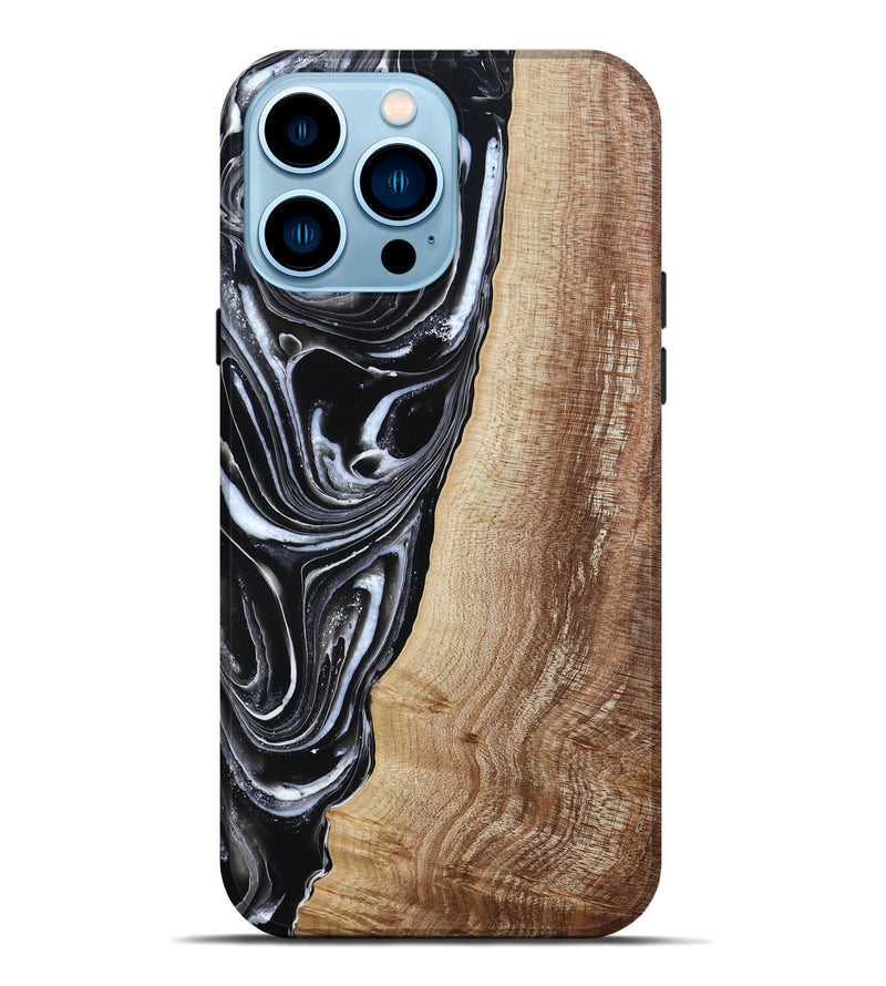iPhone 14 Pro Max Wood Live Edge Phone Case - Jaziel (Black & White, 790816)