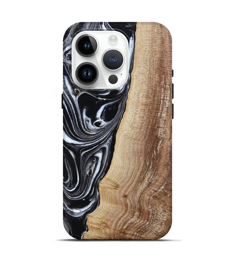 iPhone 15 Pro Wood Live Edge Phone Case - Jaziel (Black & White, 790816)