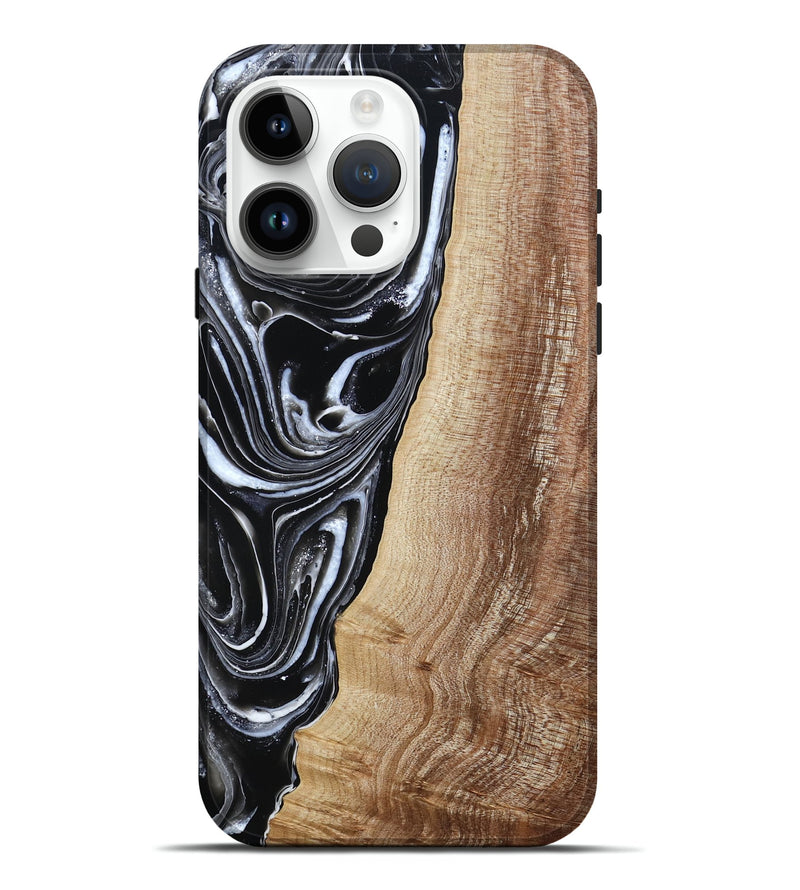 iPhone 15 Pro Max Wood Live Edge Phone Case - Jaziel (Black & White, 790816)
