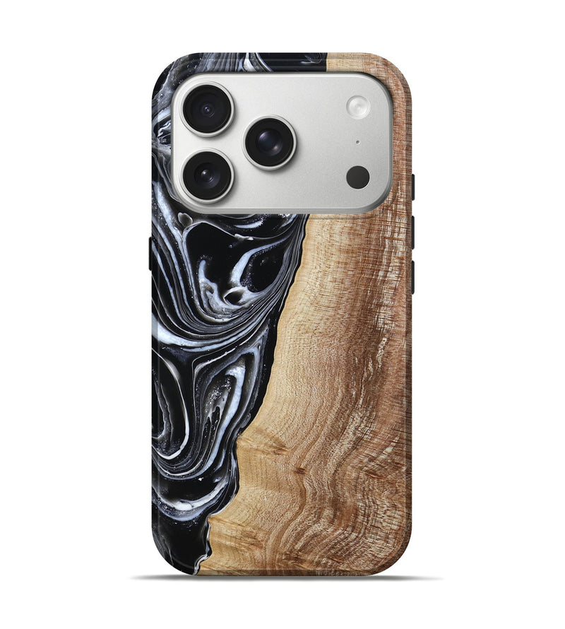 iPhone 17 Pro Wood Live Edge Phone Case - Jaziel (Black & White, 790816)