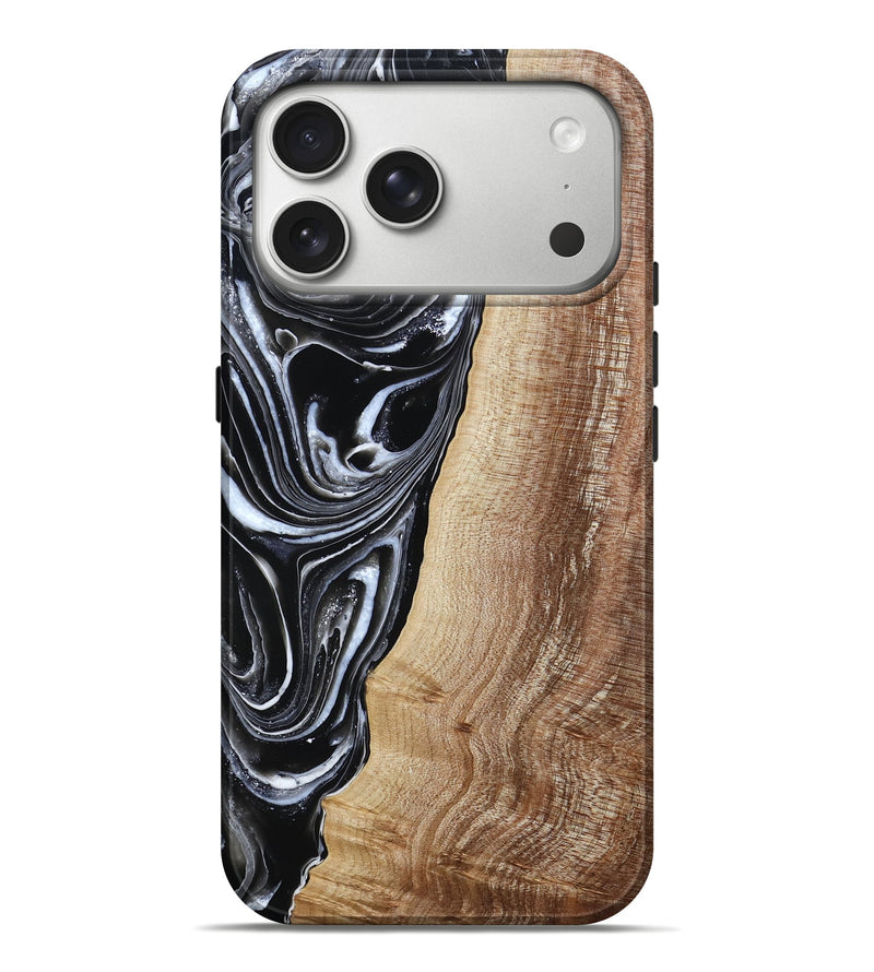 iPhone 17 Pro Max Wood Live Edge Phone Case - Jaziel (Black & White, 790816)