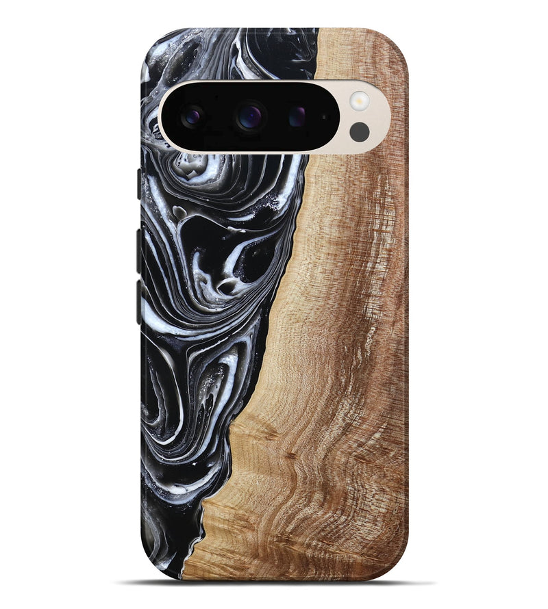 Pixel 10 Pro XL Wood Live Edge Phone Case - Jaziel (Black & White, 790816)