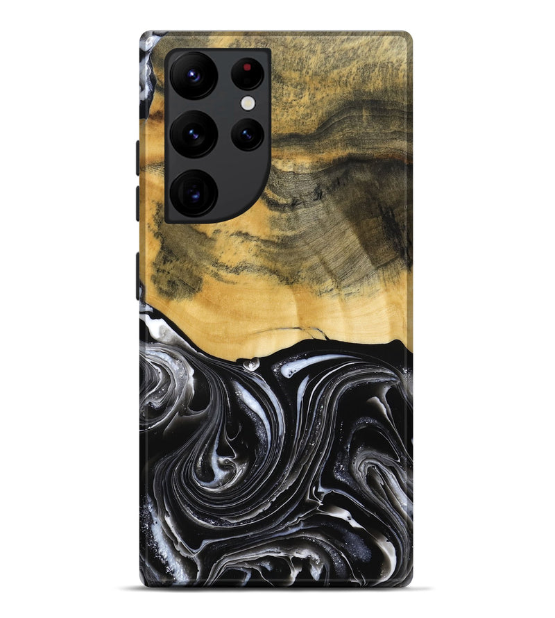 Galaxy S22 Ultra Wood Live Edge Phone Case - Cielo (Black & White, 790817)