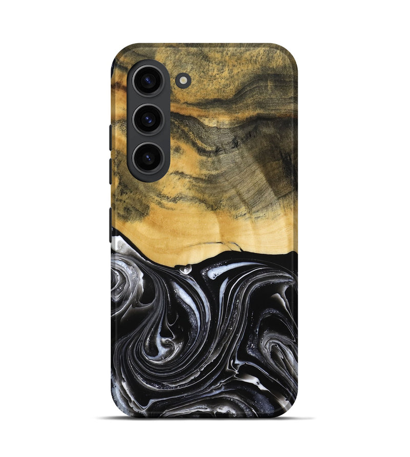 Galaxy S23 Wood Live Edge Phone Case - Cielo (Black & White, 790817)
