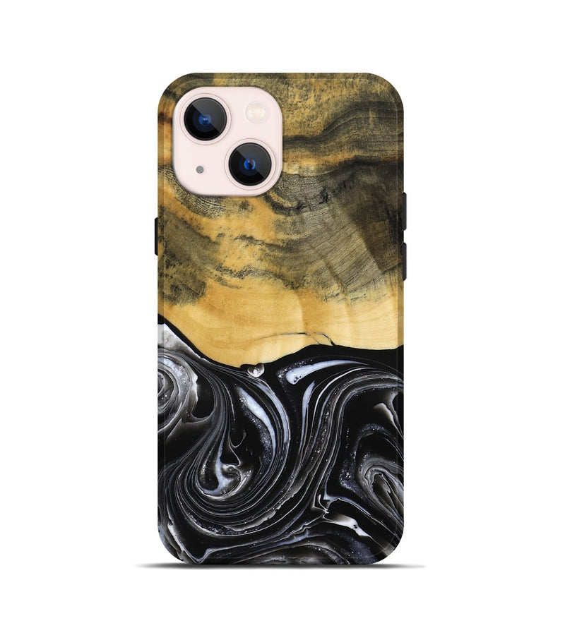 iPhone 13 mini Wood Live Edge Phone Case - Cielo (Black & White, 790817)