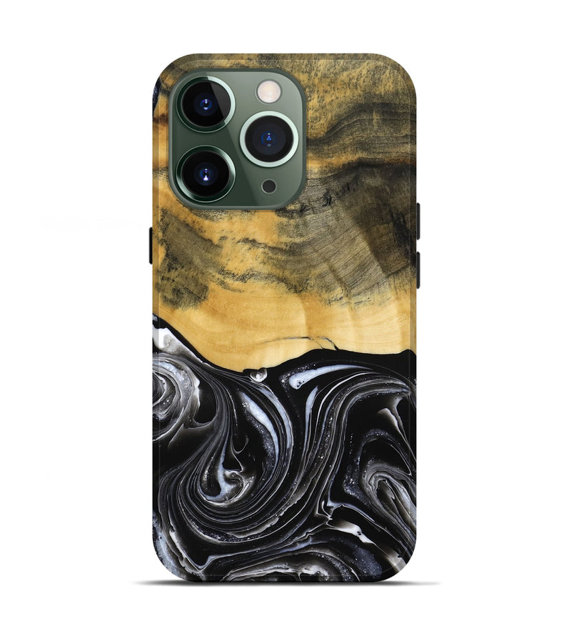 iPhone 13 Pro Wood Live Edge Phone Case - Cielo (Black & White, 790817)