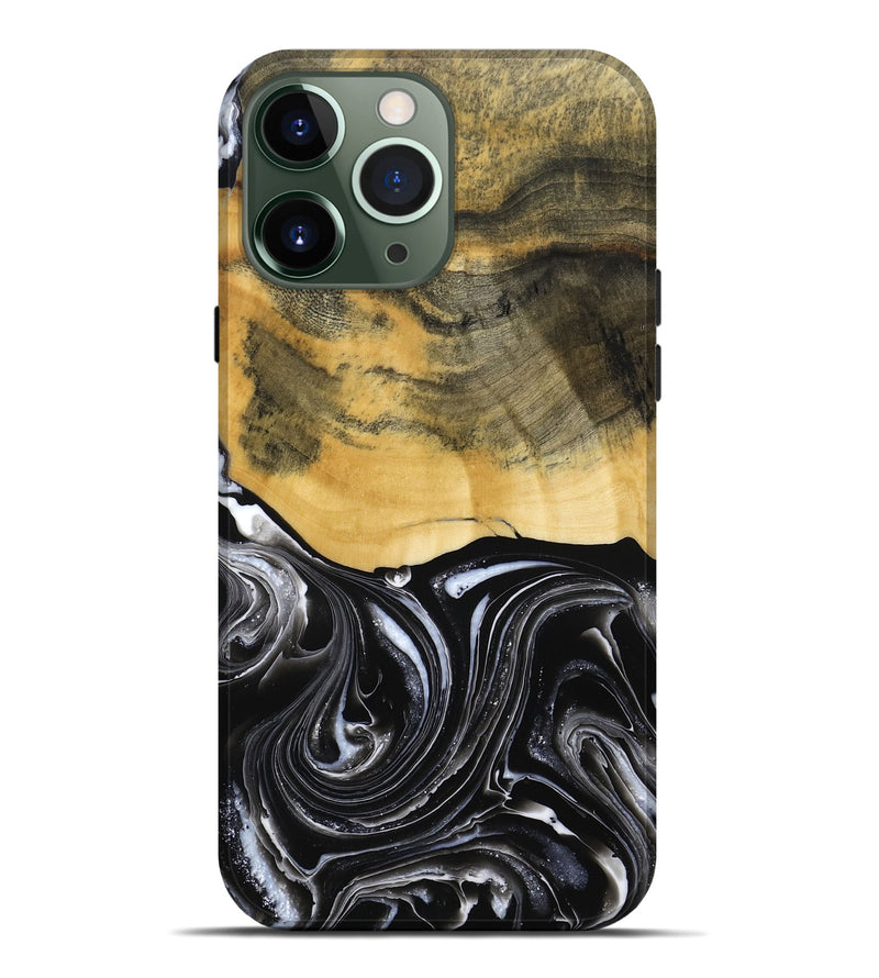 iPhone 13 Pro Max Wood Live Edge Phone Case - Cielo (Black & White, 790817)