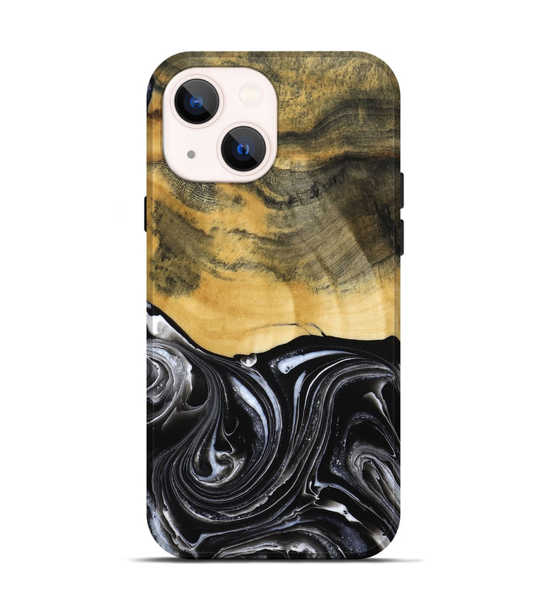 iPhone 14 Wood Live Edge Phone Case - Cielo (Black & White, 790817)