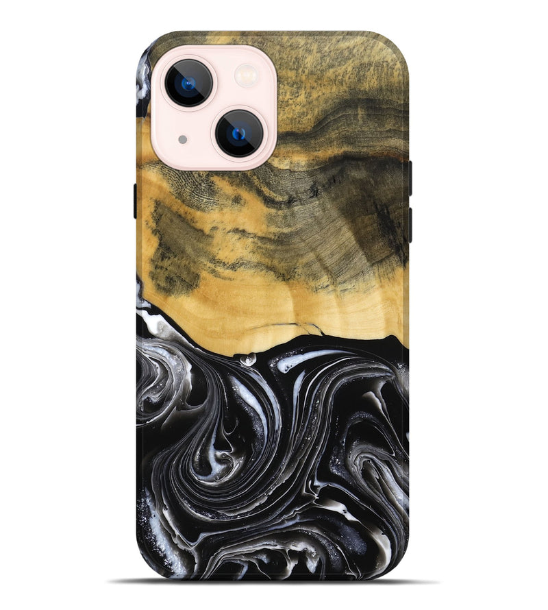 iPhone 14 Plus Wood Live Edge Phone Case - Cielo (Black & White, 790817)