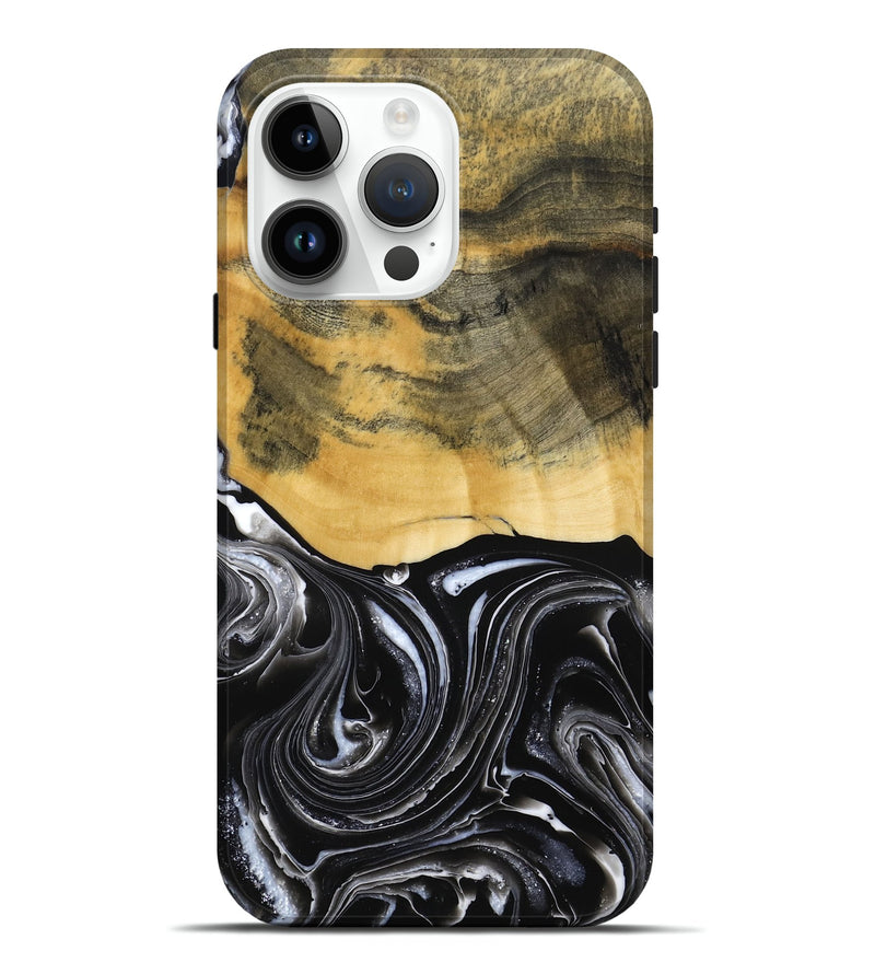 iPhone 15 Pro Max Wood Live Edge Phone Case - Cielo (Black & White, 790817)