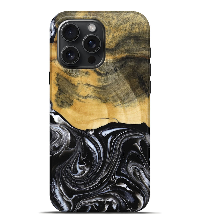 iPhone 16 Pro Max Wood Live Edge Phone Case - Cielo (Black & White, 790817)
