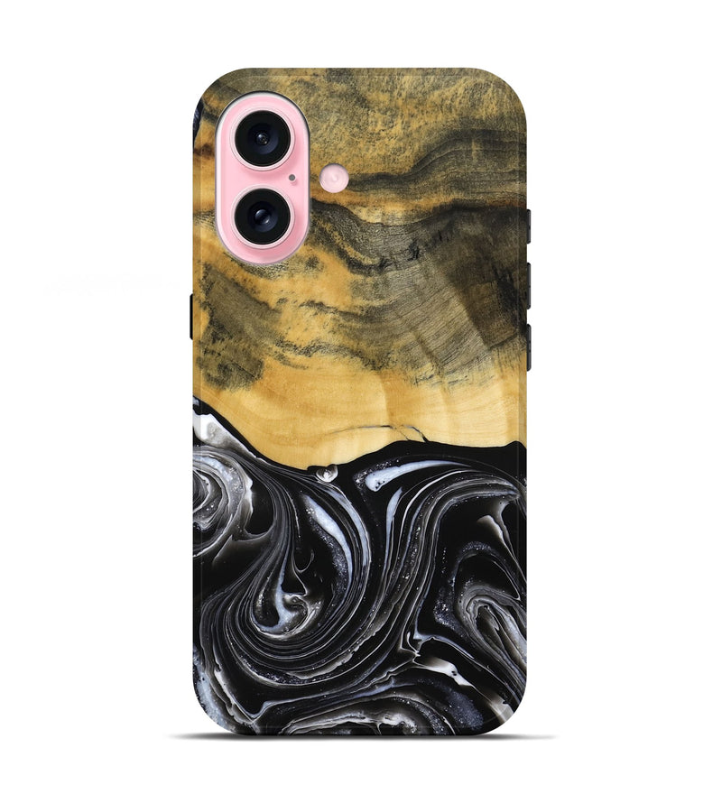 iPhone 17 Wood Live Edge Phone Case - Cielo (Black & White, 790817)