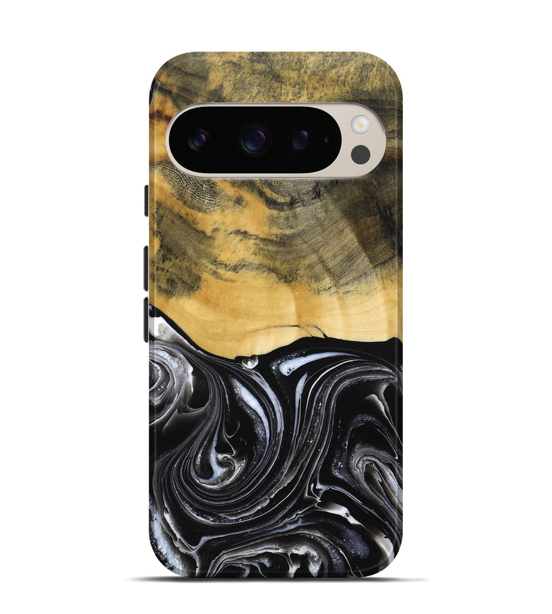 Pixel 9 Pro Wood Live Edge Phone Case - Cielo (Black & White, 790817)