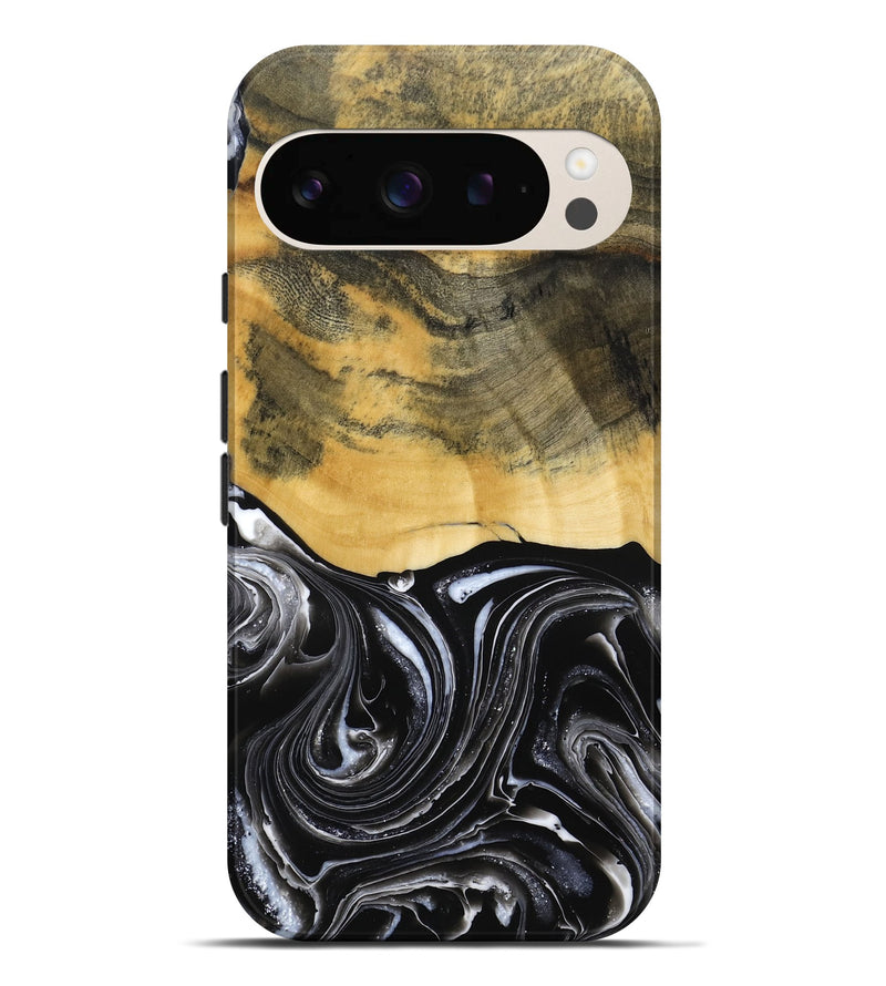 Pixel 9 Pro XL Wood Live Edge Phone Case - Cielo (Black & White, 790817)