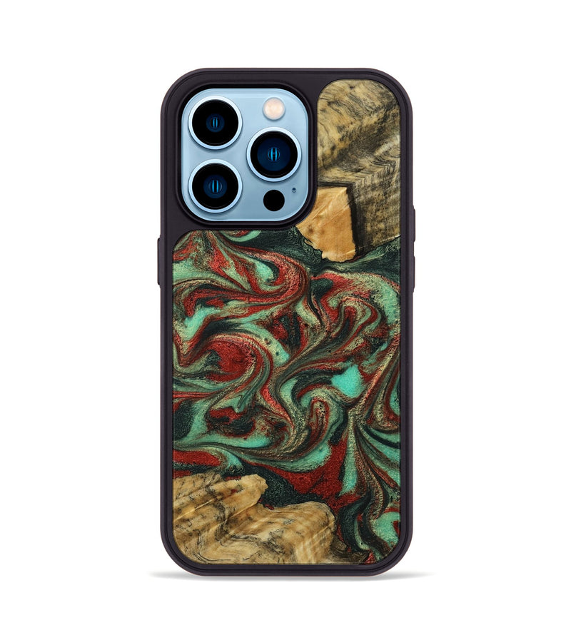 iPhone 14 Pro Wood Phone Case - Shanae (Green, 790924)