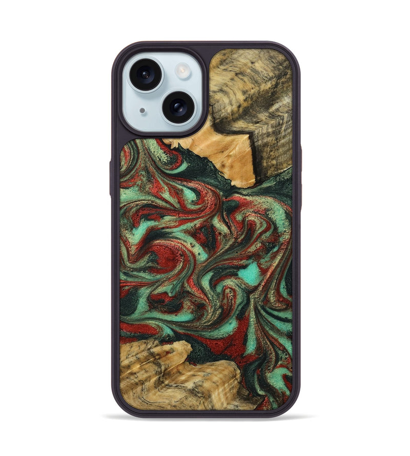 iPhone 15 Wood Phone Case - Shanae (Green, 790924)