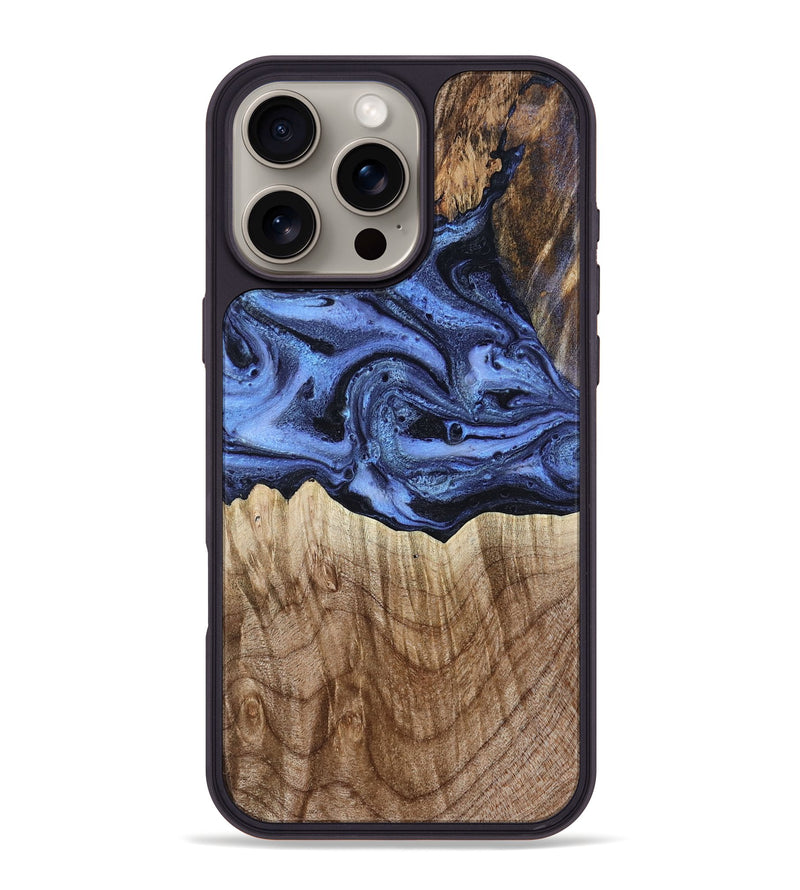 iPhone 16 Pro Max Wood Phone Case - Daron (Blue, 790950)
