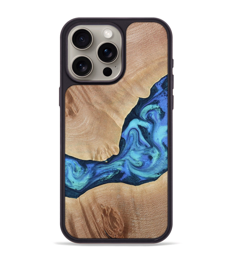 iPhone 15 Pro Max Wood Phone Case - Luke (Blue, 790951)