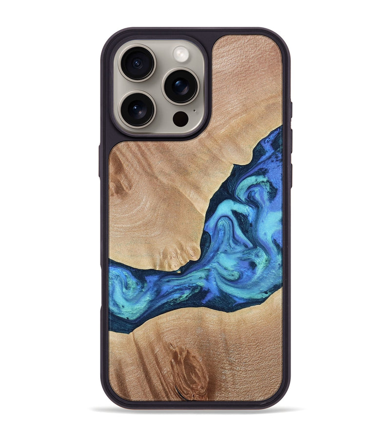 iPhone 16 Pro Max Wood Phone Case - Luke (Blue, 790951)